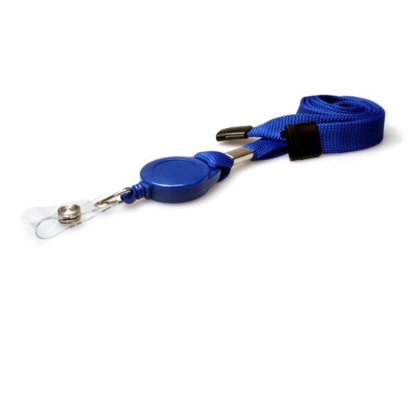 Blå lanyard / Halssnor / Keyhanger / Nøglesnor / Halsrem 16 mm med yoyo og strop. Breakaway / break-away. 60270638