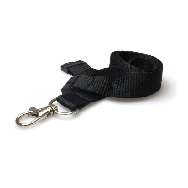 Sort Lanyard / Halssnor / Keyhanger / Nøglesnor / Halsrem 20 mm med metal karabinhage. Breakaway / break-away. 60270741